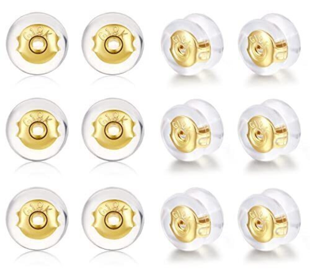 9200 18K Gold Silicone Earring Backs for Studs Droopy Ears Hoops Fish
